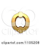 3d Gold Cyrillic Small Letter Round Omega