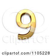 3d Gold Digit Nine Clipart Royalty Free Vector Illustration