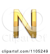 Poster, Art Print Of 3d Gold Capital Letter N