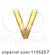 Poster, Art Print Of 3d Gold Capital Letter V