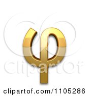 3d Gold Greek Small Letter Phi Clipart Royalty Free CGI Illustration