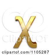 3d Gold Greek Small Letter Chi Clipart Royalty Free CGI Illustration