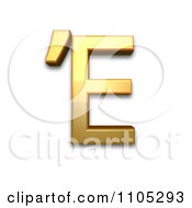 3d Gold Greek Capital Letter Epsilon With Tonos Clipart Royalty Free CGI Illustration