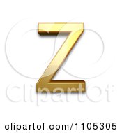 3d Gold Greek Capital Letter Zeta Clipart Royalty Free CGI Illustration