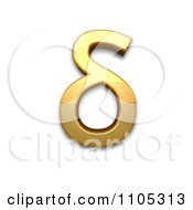 3d Gold Greek Small Letter Delta Clipart Royalty Free CGI Illustration