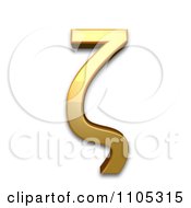 3d Gold Greek Small Letter Zeta Clipart Royalty Free CGI Illustration