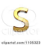 3d Gold Cyrillic Capital Letter Dze Clipart Royalty Free CGI Illustration