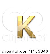 Poster, Art Print Of 3d Gold Greek Small Letter Kappa