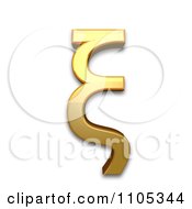 3d Gold Greek Small Letter Xi Clipart Royalty Free CGI Illustration