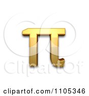 Poster, Art Print Of 3d Gold Greek Small Letter Pi