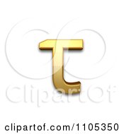 Poster, Art Print Of 3d Gold Greek Small Letter Tau