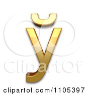 3d Gold Cyrillic Small Letter Short U Clipart Royalty Free CGI Illustration