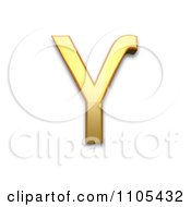 Poster, Art Print Of 3d Gold Greek Upsilon With Hook Symbol