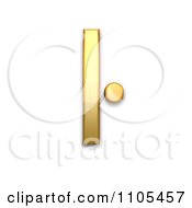 3d Gold Small Letter L With Middle Dot Clipart Royalty Free CGI Illustration