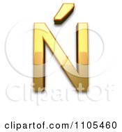 Poster, Art Print Of 3d Gold Capital Letter N With Acute