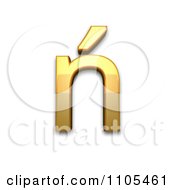 Poster, Art Print Of 3d Gold Small Letter N With Acute