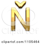 3d Gold Capital Letter N With Caron Clipart Royalty Free CGI Illustration