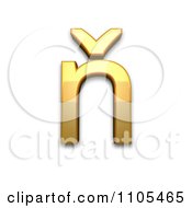 3d Gold Small Letter N With Caron Clipart Royalty Free CGI Illustration