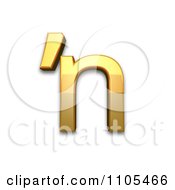3d Gold Small Letter N Preceded By Apostrophe Clipart Royalty Free CGI Illustration
