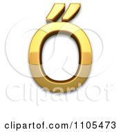 3d Gold Capital Letter O With Double Acute Clipart Royalty Free CGI Illustration