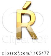 3d Gold Capital Letter R With Acute Clipart Royalty Free CGI Illustration