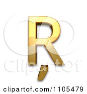 3d Gold Capital Letter R With Cedilla Clipart Royalty Free CGI Illustration