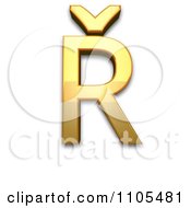 3d Gold Capital Letter R With Caron Clipart Royalty Free CGI Illustration