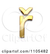 3d Gold Small Letter R With Caron Clipart Royalty Free CGI Illustration