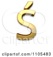 3d Gold Capital Letter S With Acute Clipart Royalty Free CGI Illustration