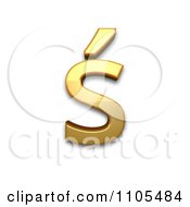 3d Gold Small Letter S With Acute Clipart Royalty Free CGI Illustration