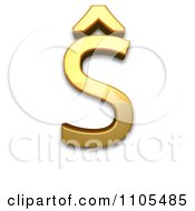 3d Gold Capital Letter S With Circumflex Clipart Royalty Free CGI Illustration