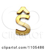 3d Gold Small Letter S With Circumflex Clipart Royalty Free CGI Illustration