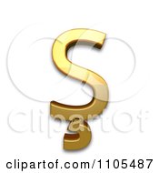 3d Gold Capital Letter S With Cedilla Clipart Royalty Free CGI Illustration