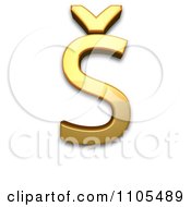 3d Gold Capital Letter S With Caron Clipart Royalty Free CGI Illustration