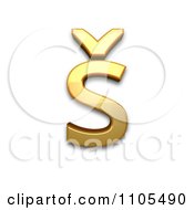 3d Gold Small Letter S With Caron Clipart Royalty Free CGI Illustration