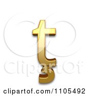 3d Gold Small Letter T With Cedilla Clipart Royalty Free CGI Illustration
