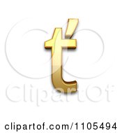 3d Gold Small Letter T With Caron Clipart Royalty Free CGI Illustration