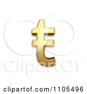 3d Gold Small Letter T With Stroke Clipart Royalty Free CGI Illustration