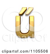 3d Gold Small Letter U With Double Acute Clipart Royalty Free CGI Illustration