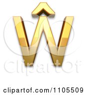 3d Gold Capital Letter W With Circumflex Clipart Royalty Free CGI Illustration