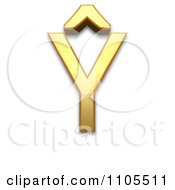 3d Gold Capital Letter Y With Circumflex Clipart Royalty Free CGI Illustration