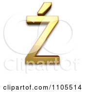 3d Gold Capital Letter Z With Acute Clipart Royalty Free CGI Illustration