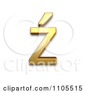 3d Gold Small Letter Z With Acute Clipart Royalty Free CGI Illustration