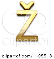 3d Gold Capital Letter Z With Caron Clipart Royalty Free CGI Illustration