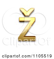 3d Gold Small Letter Z With Caron Clipart Royalty Free CGI Illustration