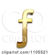 3d Gold Small Letter F With Hook Clipart Royalty Free CGI Illustration