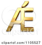 Poster, Art Print Of 3d Gold Capital Letter Ae With Acute