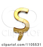 Poster, Art Print Of 3d Gold Capital Letter S With Comma Below