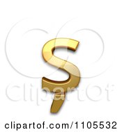 3d Gold Small Letter S With Comma Below Clipart Royalty Free CGI Illustration
