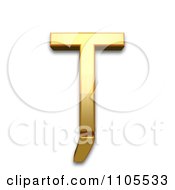 3d Gold Capital Letter T With Comma Below Clipart Royalty Free CGI Illustration